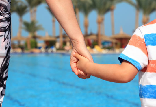 Mother and son on vacation