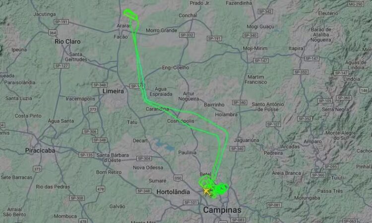 Mapa pane avião campinas