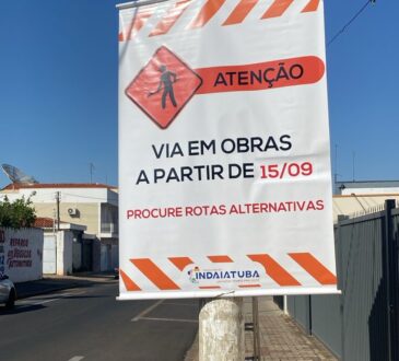 Placa de obras sarjetões indaiatuba