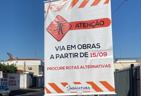 Placa de obras sarjetões indaiatuba