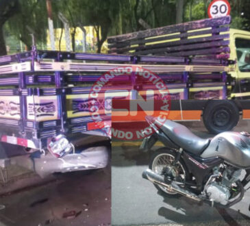 Colisão traseira f1000 com moto perto coni