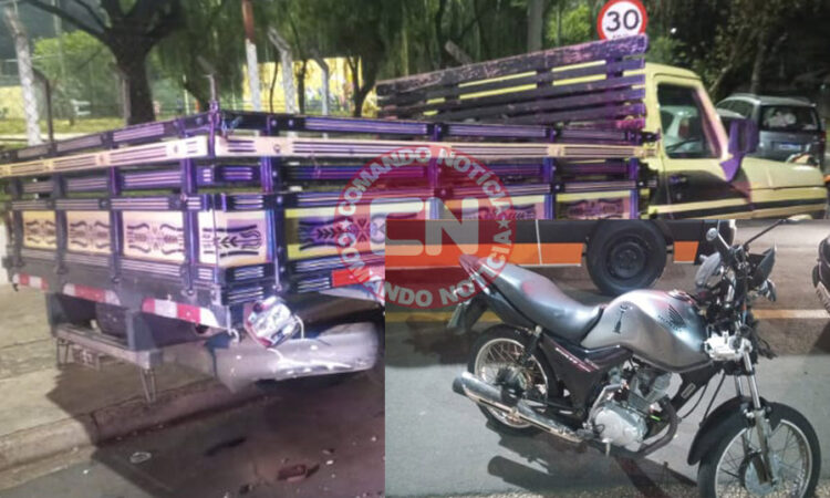 Colisão traseira f1000 com moto perto coni