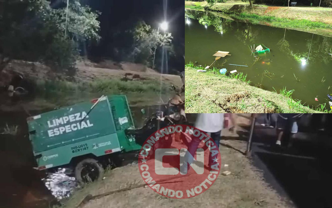 Moto cai dentro lago campo bonito