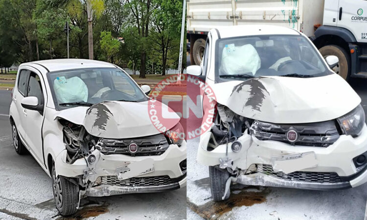 Motorista passa mal colide poste prefeitura