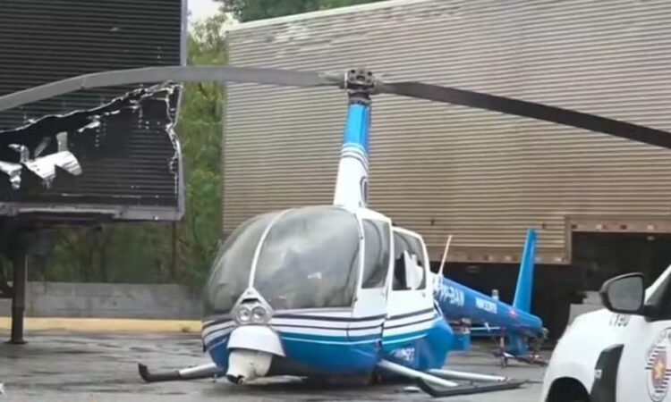 Helicoptero da band cai na dutra redes sociais