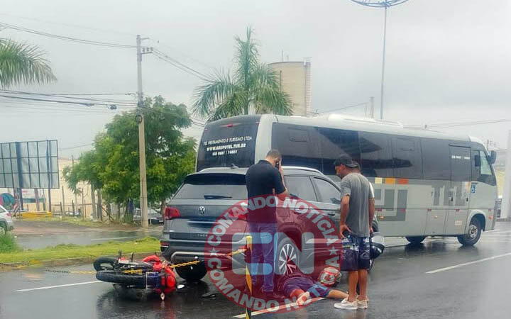 Motociclista fica ferido ao bater em carro campo bonito