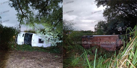 Van com 13 pessoas tomba em campinas