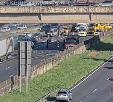 Carreta pega fogo anhanguera