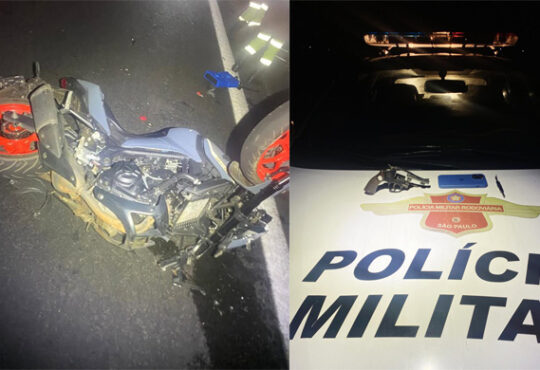 Apos acidente com moto pmr recupera moto e arma