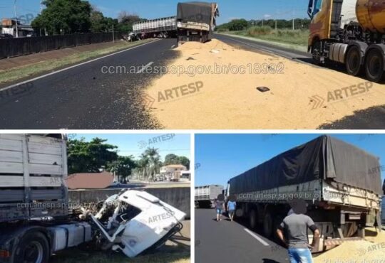 Acidenet com caminhão de soja em americana