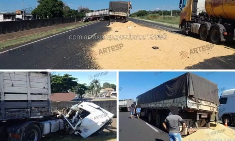 Acidenet com caminhão de soja em americana