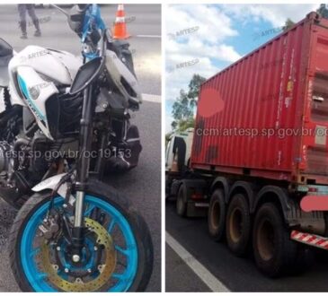 Artesp colisão moto e carreta itupeva