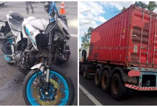 Artesp colisão moto e carreta itupeva