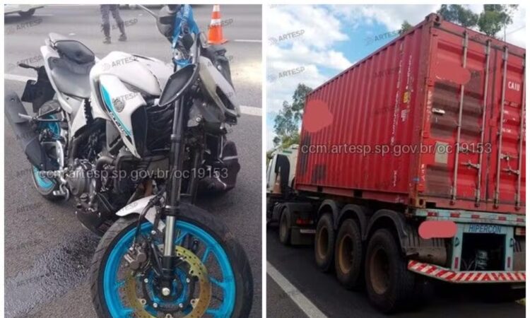 Artesp colisão moto e carreta itupeva