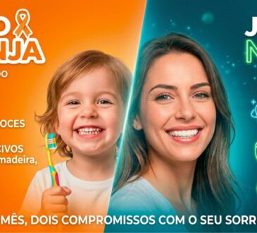 Arte odonto julho laranja e julho neon