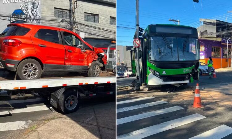 Colisão carro busão campinas bitencourt