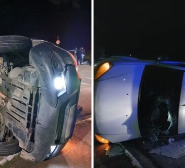 Carro capota apos perseguição da gcm de vinhedo