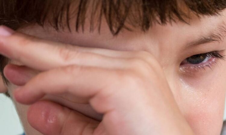 Meninoi coÇando olho. magnific eutropia