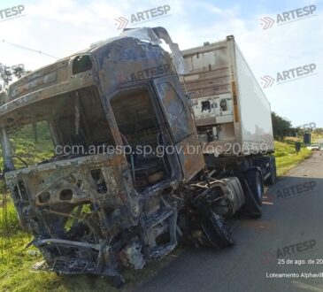 Carreta pega fogo rodovia campinas