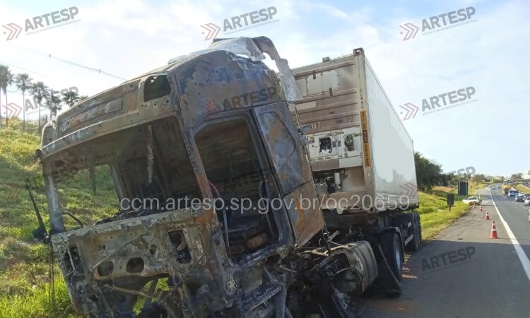 Carreta pega fogo rodovia campinas