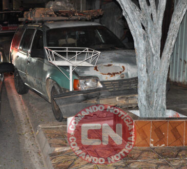 Carro atinge carros e arvore