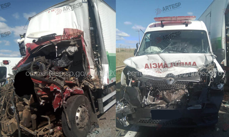 ColisÃo ambulancia e carreta mogi guaÇu