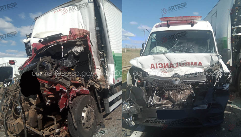 ColisÃo ambulancia e carreta mogi guaÇu