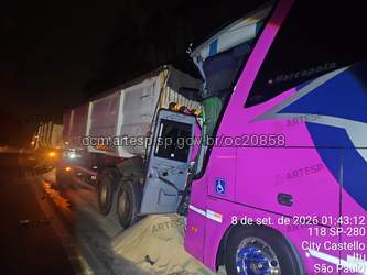 Onibus colide carreta rodovia itu 1