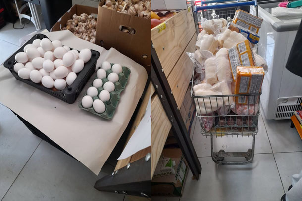 Ovos e mercadorias apreendidas mercado jd alice